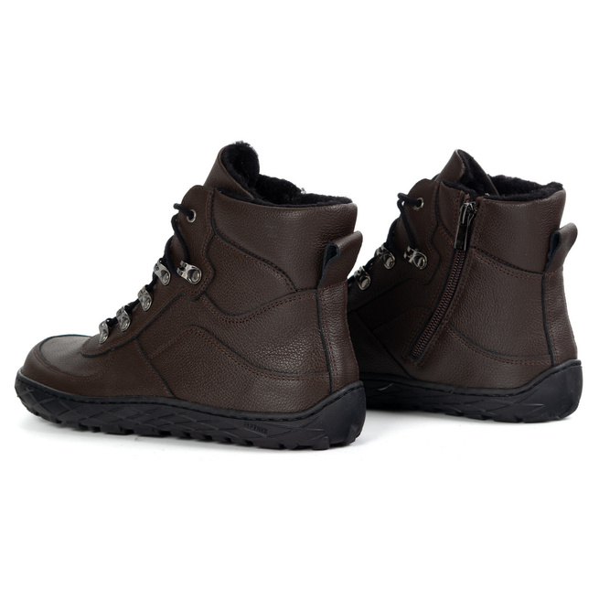 Barefoot zimní dámské kožené zateplené vlněné traperské boty hnědé 1292