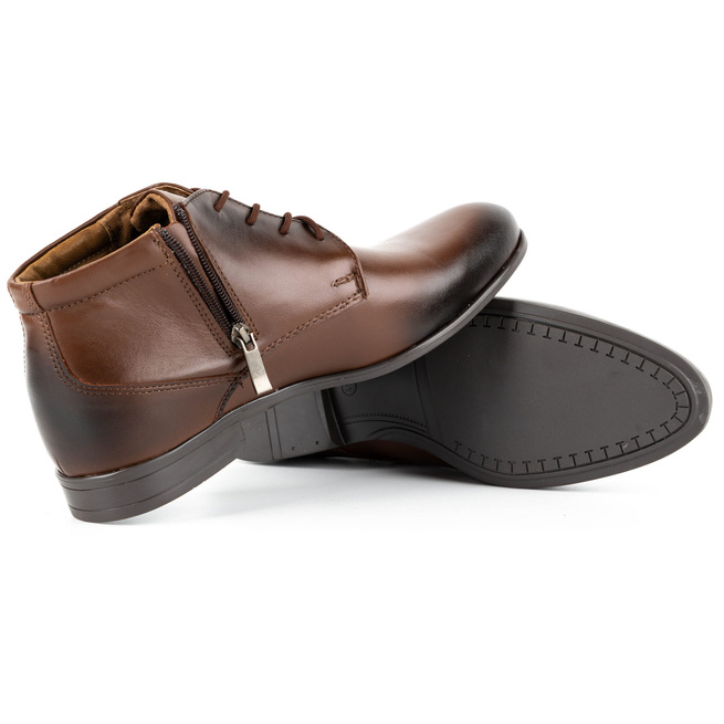 Pánská společenská kožená zateplená obuv 802MA hnědá