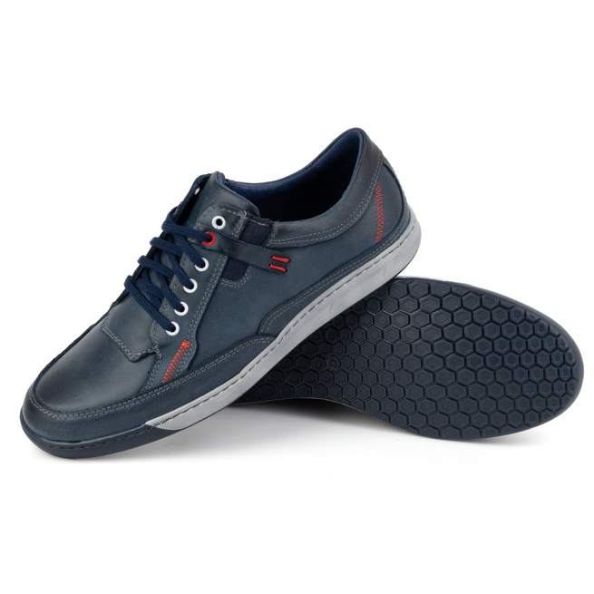Pánská kožená obuv Casual 932k navy blue