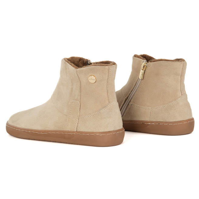 Dámské barefoot zimní kožené boty zateplené kožešinou Olivier 202MP beige