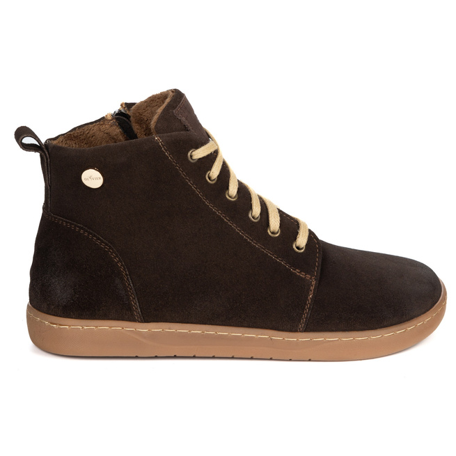 Dámské kožené zimní boty barefoot Z-B04 beige