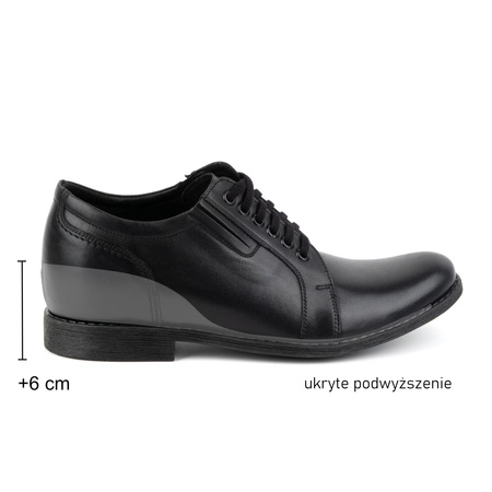 Buty męskie skórzane podwyższające + 6 cm P24 czarne