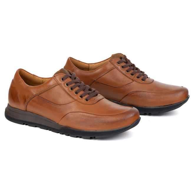 Pánské ležérní kožené polobotky Brown 902KNT brown