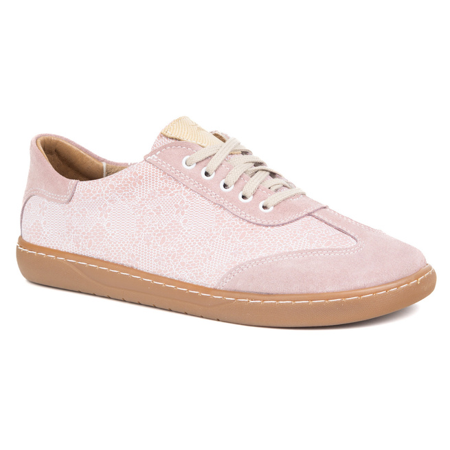 Buty barefoot damskie skórzane Olivier Eliza kwiaty różowe