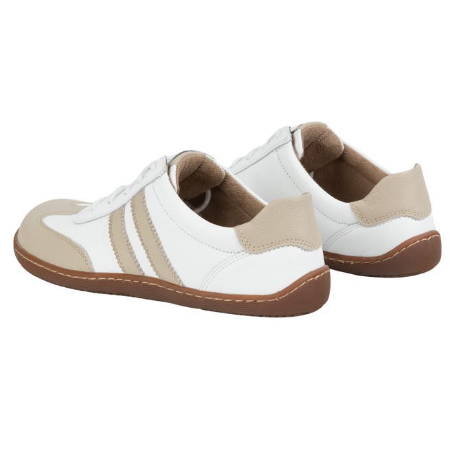 Buty BAREFOOT damskie skórzane minimalistyczne 1287 białe z beżem sneakersy