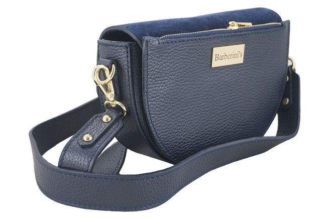 Módní společenská kožená kabelka - námořnická modř