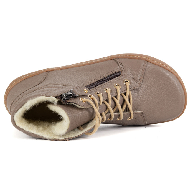 Damskie skórzane buty zimowe barefoot minimalistyczne model 1293 cappucino