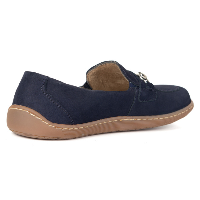 Dámské minimalistické kožené mokasíny Barefoot 1288AR navy blue nubuk