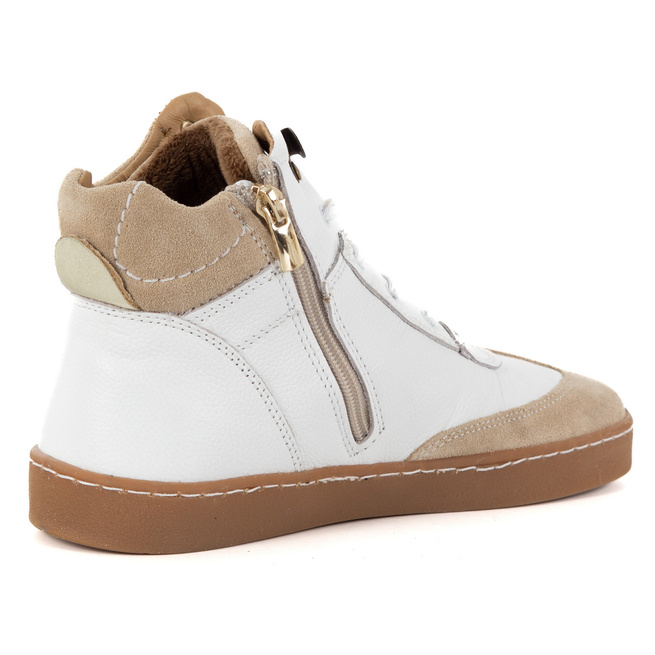 Skórzane buty BAREFOOT damskie zimowe 201MP ocieplane z naturalnej skóry białe