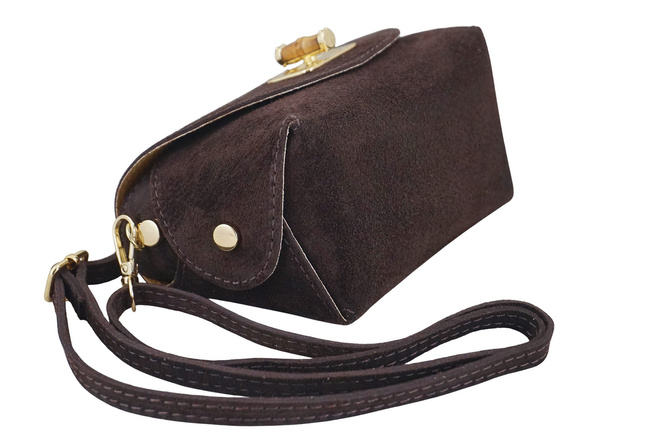 Mała torebka zamszowa wizytowa - Brązowa ciemna