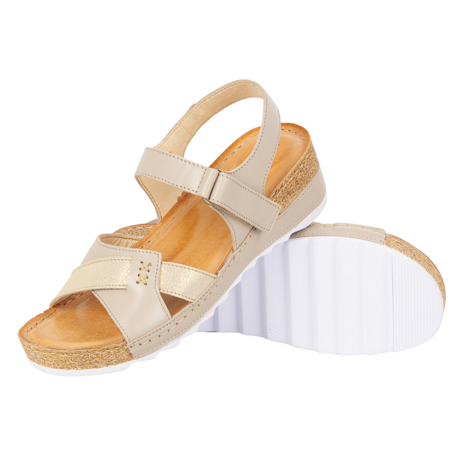 Sandały damskie skórzane Wasak 0620W beżowe