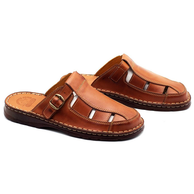 Pánské kožené žabky 800 brown