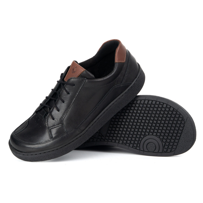 Buty męskie casual skórzane sznurowane BAREFOOT FRIENDLY 1289 czarne