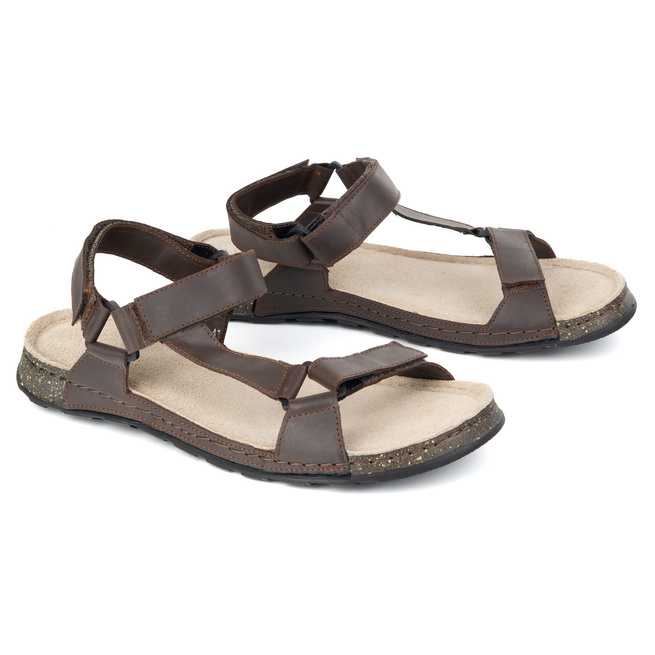 Sandały męskie skórzane WASAK 0243W brązowe