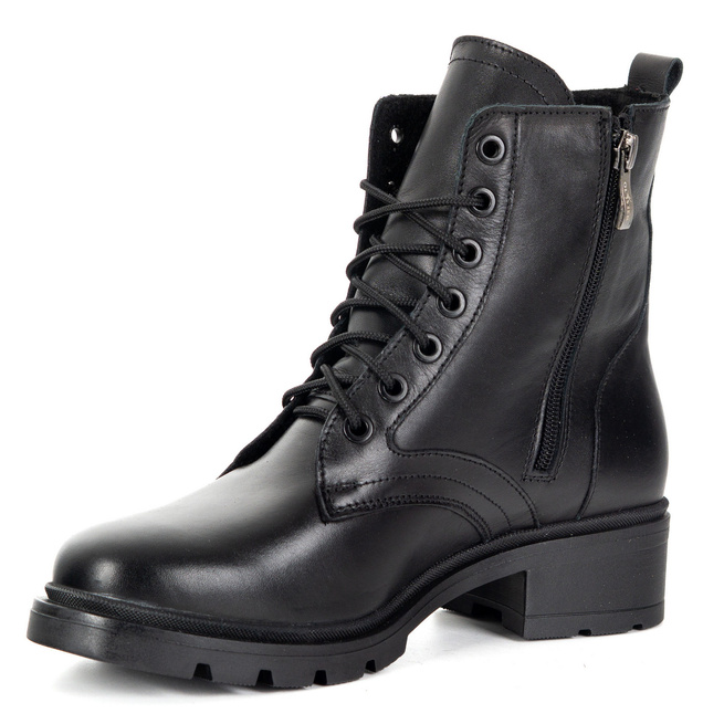 Botki damskie skórzane 1791POL czarne licowe