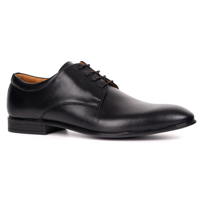 Buty męskie skórzane wizytowe Olivier 484 czarne– klasyczne półbuty derby
