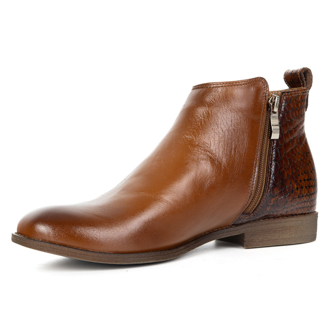 Botki jesienne BTZ skórzane AURORA brązowe