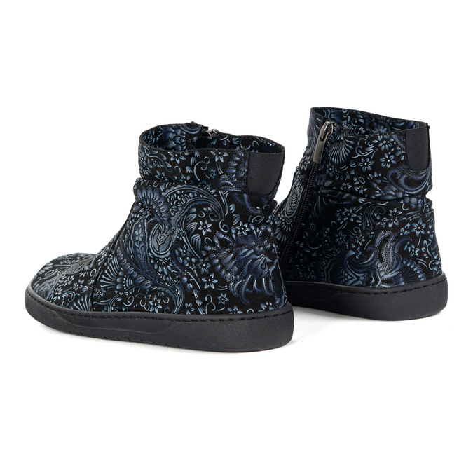 Damskie buty barefoot sztyblety z zamkiem ocieplane 1297 granatowe