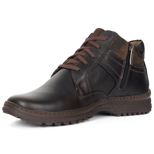 Buty męskie skórzane zimowe ocieplane KOMODO 907K trzewiki na zamek