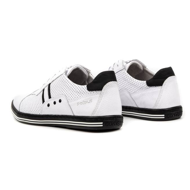 Buty męskie casual 1801P białe z czarnym spodem