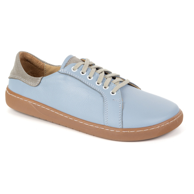 Aura: Jasnoniebieskie Damskie Buty Barefoot | Casualowe Sneakersy Skórzane, Szeroki Toe Box