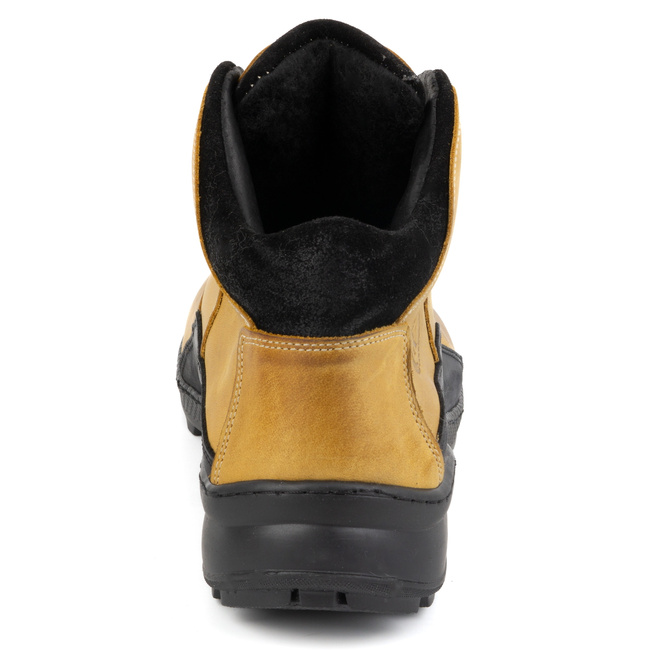 Pánské zimní kožené boty 903K camel yellow