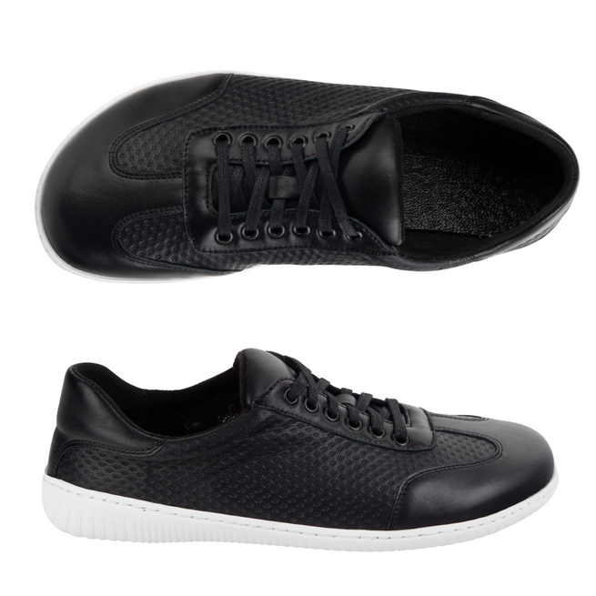 Pánské barefoot minimalistické kožené boty 0742WK black embossed