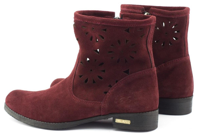 Pohodlné kožené prolamované boty Alice burgundy