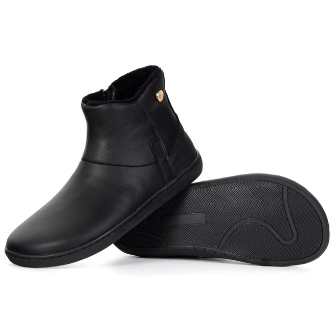 Dámské barefoot zimní kožené boty zateplené kožešinou Olivier 202MP black floter