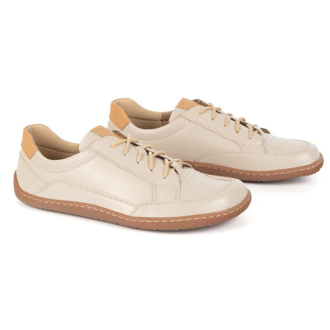 BAREFOOT Damskie minimalistyczne sneakersy skórzane OLIVIER 1282 beżowe