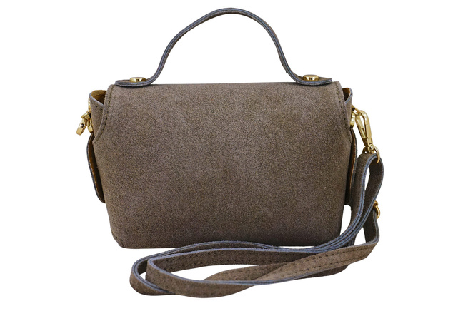 Malá semišová společenská kabelka - tmavě béžová