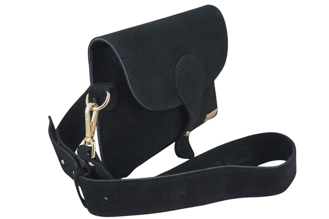 Semišová taška na dopisy se širokým popruhem - černá