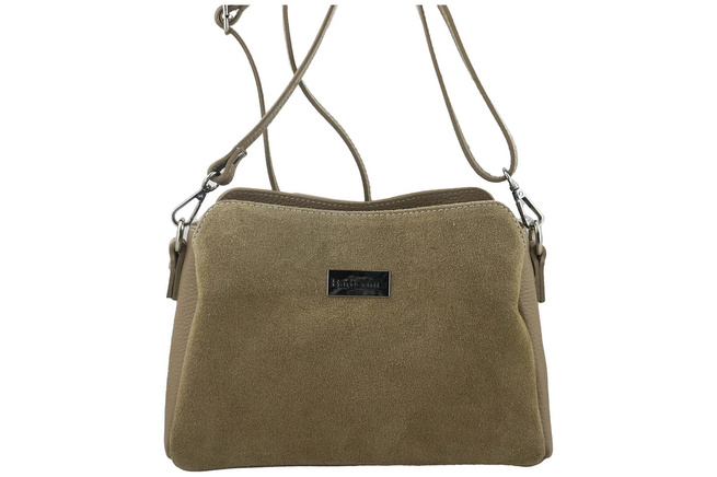 Poštovní taška ze semišové kůže - béžová