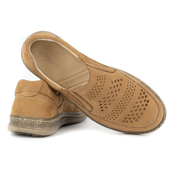 Pánská letní kožená obuv 0116W camel