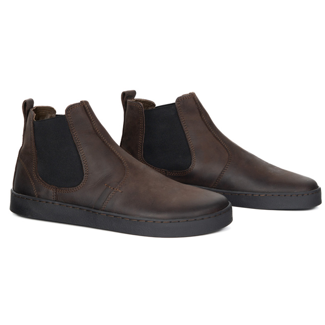 Buty męskie sztyblety barefoot skórzane Olivier 100KZ ciemny brąz