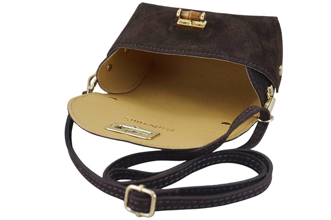 Malá semišová společenská kabelka - Hnědá tmavá