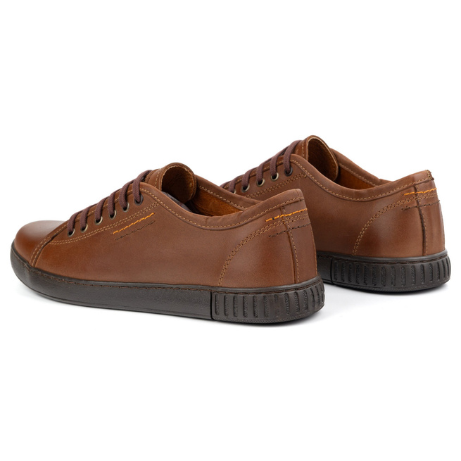 Buty Polbut Skórzane Sneakersy Męskie Model 2129 camel