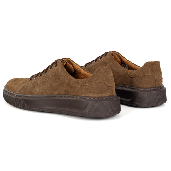 Buty męskie skórzane 930K brąz welur