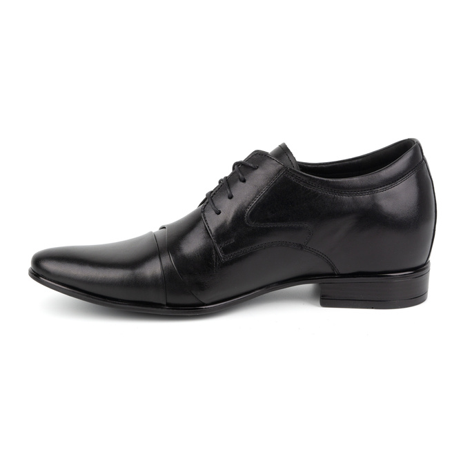 Buty męskie podwyższające skórzane eleganckie + 6 cm wizytowe P12 czarne