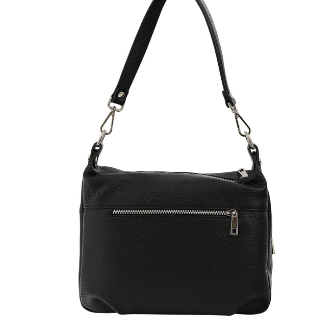 Kožená kabelka se semišovým akcentem - černá