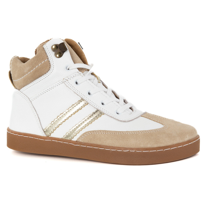 Skórzane buty BAREFOOT damskie zimowe 201MP ocieplane z naturalnej skóry białe