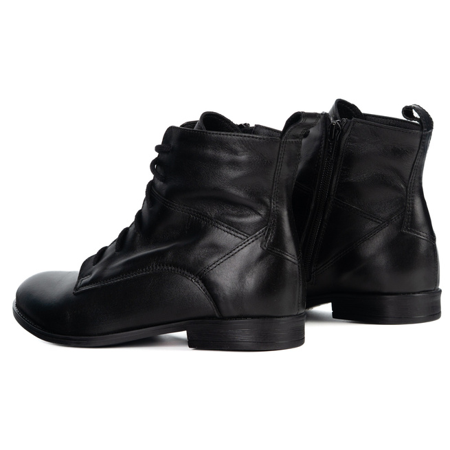 Olivier Claire - Klasické dámské šněrovací boty na zip, pravá kůže