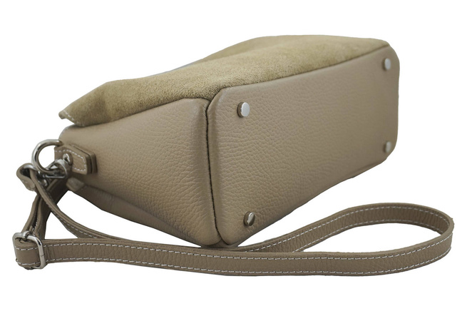 Poštovní taška ze semišové kůže - béžová