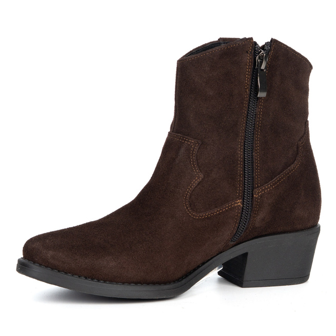 Olivier Dakota – eleganckie botki damskie skórzane zamszowe kowbojki