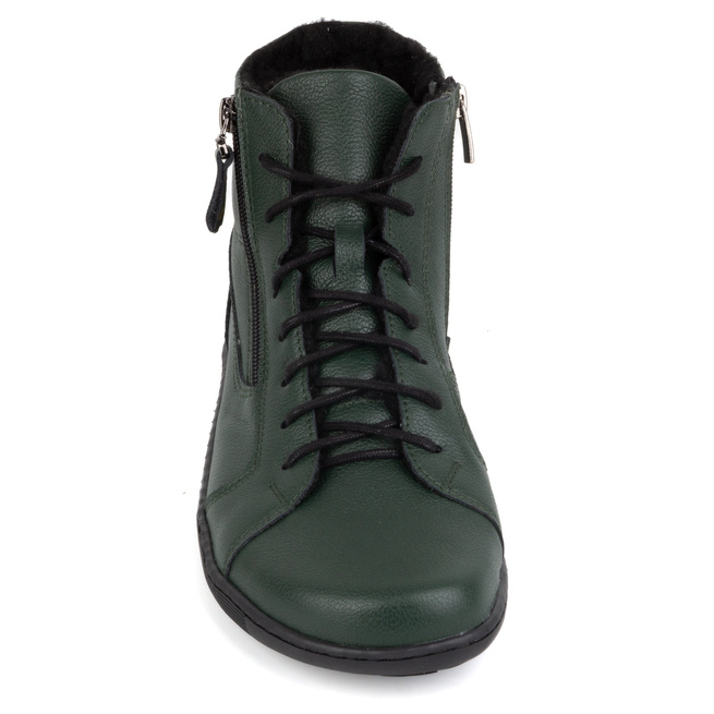 Dámské minimalistické kožené zimní boty barefoot 1261 zelené