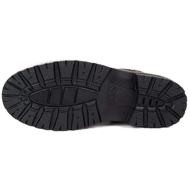 Męskie buty zimowe trzewiki skórzane J35S brązowe