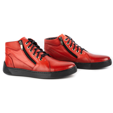 Buty męskie skórzane sneakersy 120SW czerwone