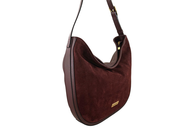 Velká semišová taška přes rameno - bordó