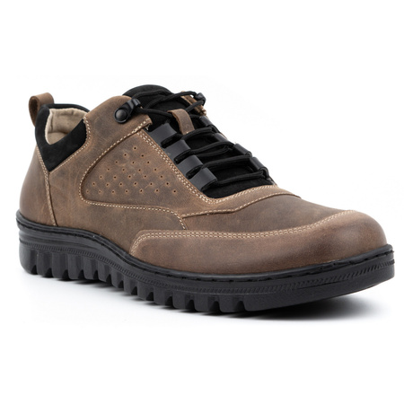 Buty męskie casual skórzane 0228W khaki