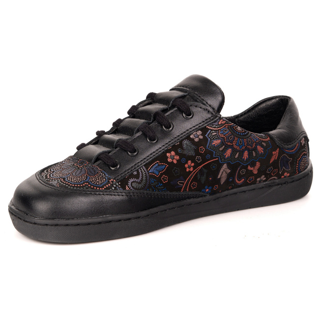 Sneakersy barefoot damskie Kaia Olivier 101MP – anatomiczne buty skórzane czarny kwiaty 